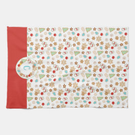 God jul i Mönster med Monogram Kökshandduk