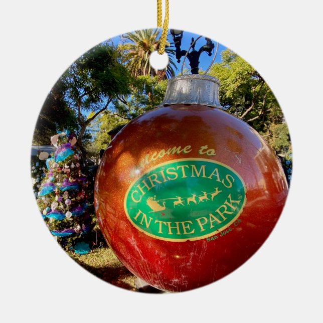 God jul i parken! Keramisk prydnadsföremål Julgransprydnad Keramik (Framsidan)