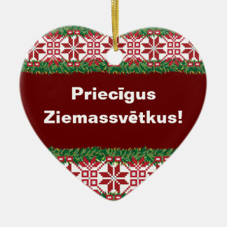 God jul I Priecīgus Ziemassvētkus Julgransprydnad Keramik