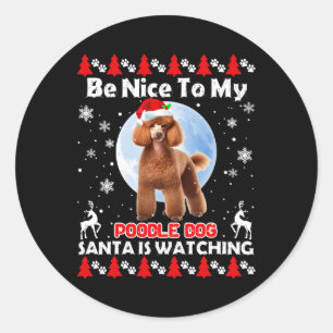 God jul i pudel ska vara trevlig för mig Pudel San Runt Klistermärke
