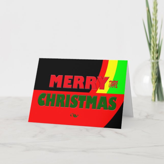 God jul i Rasta färger Helgkort (Framsida)