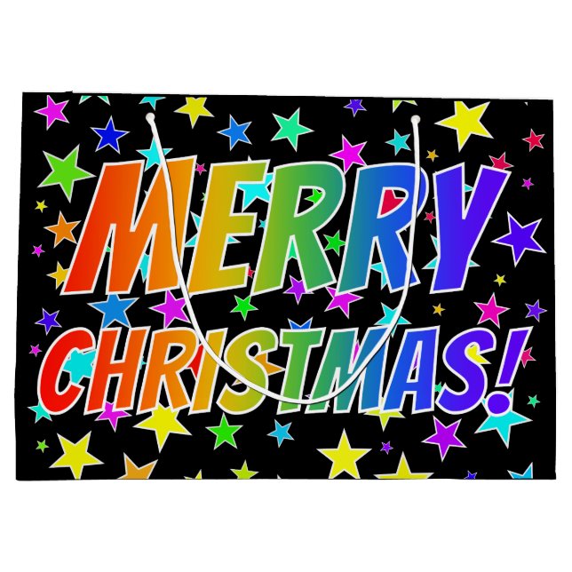 "GOD JUL!" i Regnbågstext + Stars Mönster! (Baksidan)