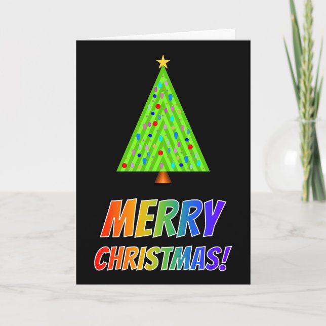 "GOD JUL!" i Regnbågstexten, Julgran! Helgkort (Framsida)