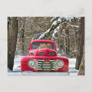 God jul i Retro Lastbil Helg Vykort