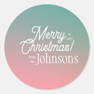 God jul i Rosa Grönt Ombre i juli Runt Klistermärke