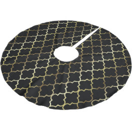 God jul i svart & guld- Quatrefoil Julgransmatta Borstad Polyester