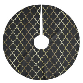 God jul i svart & guld- Quatrefoil Julgransmatta Borstad Polyester