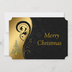 God jul i svartvitt och guld julkort