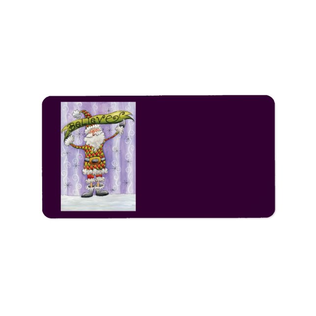 God jul i Tecknaden, tror jag på Jultomten Adressetikett (Framsidan)