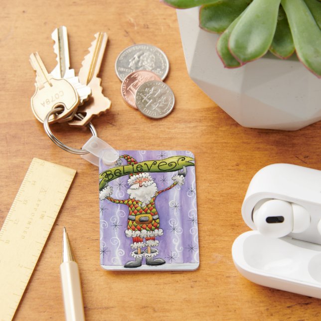 God jul i Tecknaden, tror jag på Jultomten Nyckelring (Skrivbord)