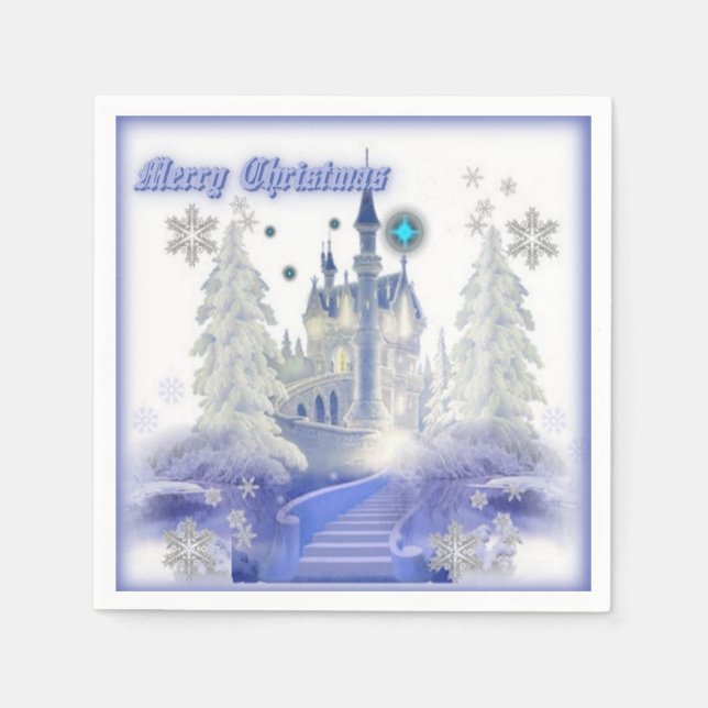 God jul Ice Castle Napkins Pappersservett (Framsidan)