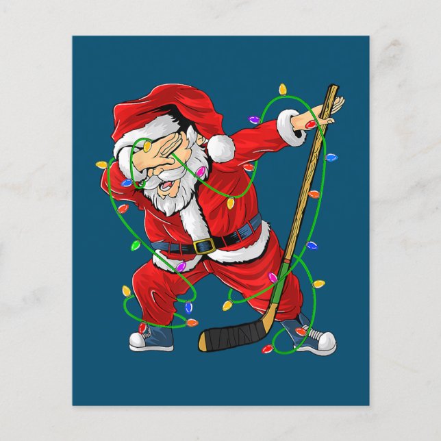 God jul Ice Hockey Dabbing Jultomten Flygblad (Framsidan)