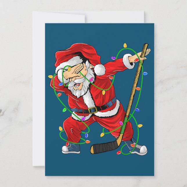 God jul Ice Hockey Dabbing Jultomten Inbjudningar (Framsida)