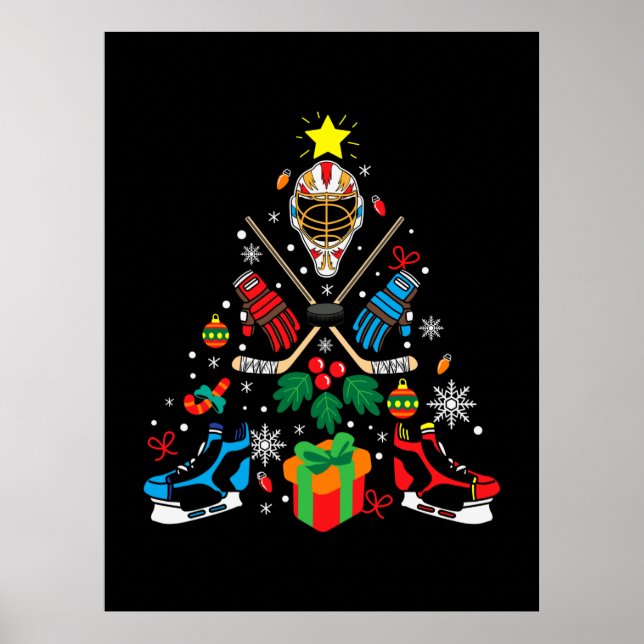 God jul Ice Hockey Julgran Poster (Framsidan)