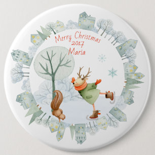 God jul Ice Skating Hjort in Winter on Knapp