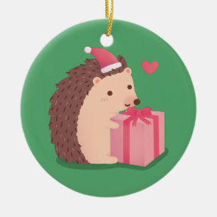 God Jul Igelkott Med Present Julgransprydnad Keramik