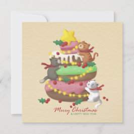 God Jul: Illustration med katter & gods Inbjudningar