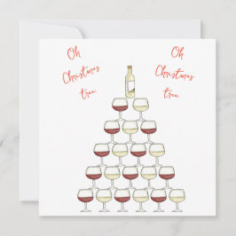 God jul, inbjudan till jultema, vin träd, vin glas