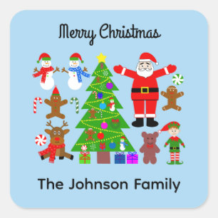 God jul Insamling #3-stämplar Fyrkantigt Klistermärke