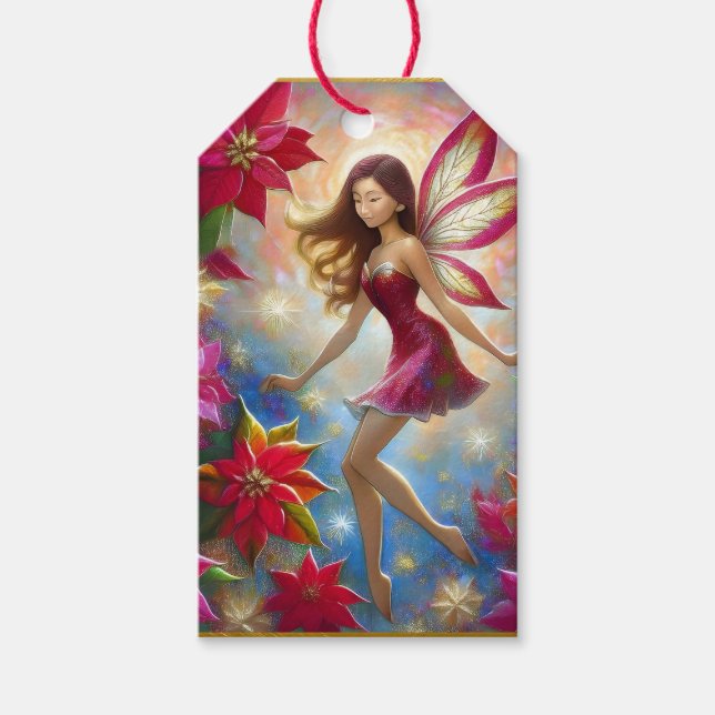 God Jul - Insamling av rödblommor - Reddisch Brown Presentetikett (Framsidan)