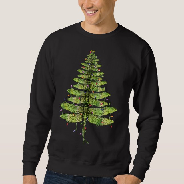 God jul Insekt Älskare Dragonfly Julgran Lång Ärmad Tröja (Framsida)