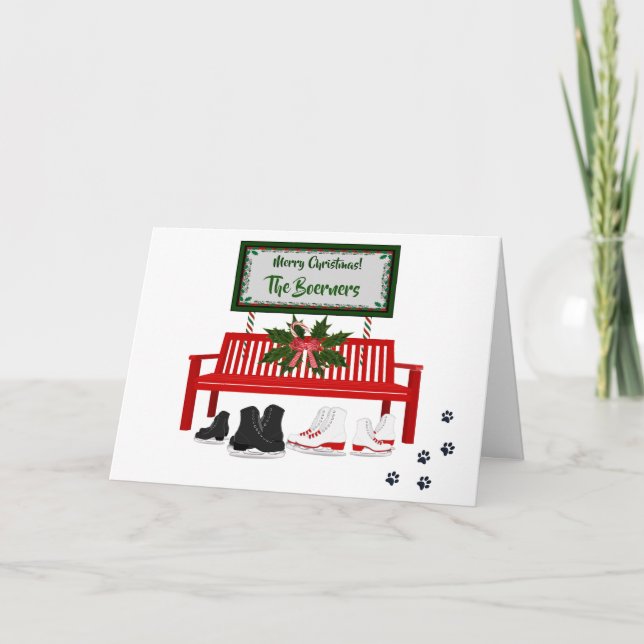 God jul Is Skating Hälsning Julsång Kort (Framsida)