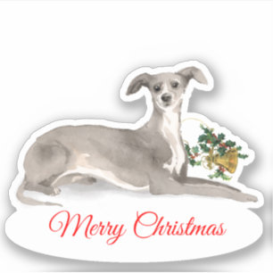 God jul italiensk greyhound-Anpassningsbar-cut vin Klistermärken