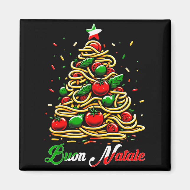 God Jul Italiensk Pasta Julgran Jul För  Magnet (Framsidan)