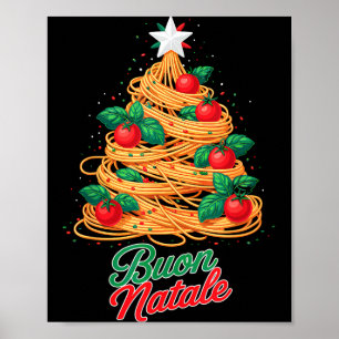 God Jul Italiensk Pasta Spaghetti Rolig Jul Poster