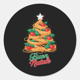 God Jul Italiensk Pasta Spaghetti Rolig Jul Runt Klistermärke