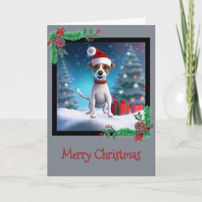 God jul Jack Russel Terrier Greeting Card Tack Kort (Framsida)