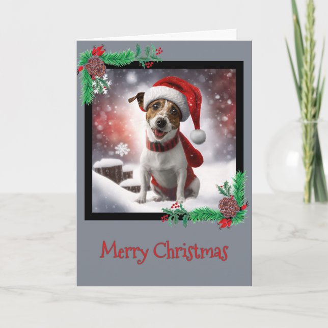 God jul Jack Russell Terrier Greeting Card Tack Kort (Framsida)