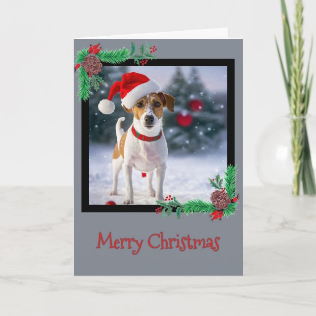 God jul Jack Russell Terrier Greeting Card Tack Kort (Framsida)