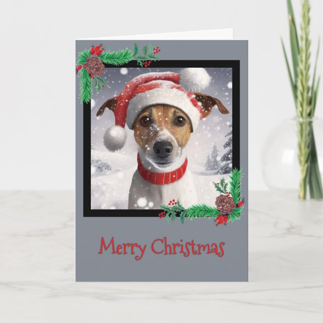 God jul Jack Russell Terrier Greeting Card Tack Kort (Framsida)