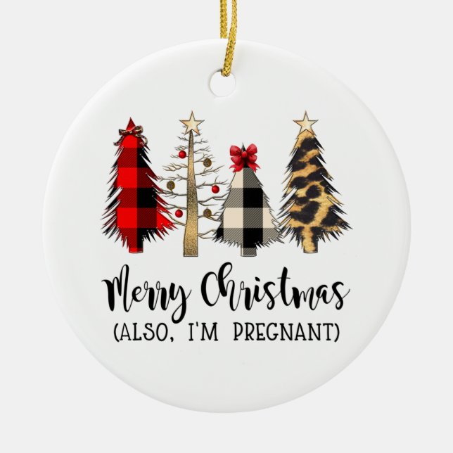 God jul Jag är också gravid Gravid Announ Julgransprydnad Keramik (Framsidan)