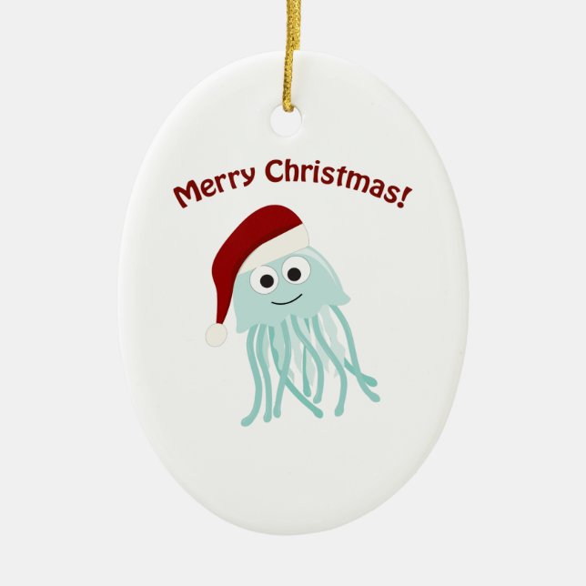 God Jul! Jellyfish Julgransprydnad Keramik (Framsidan)