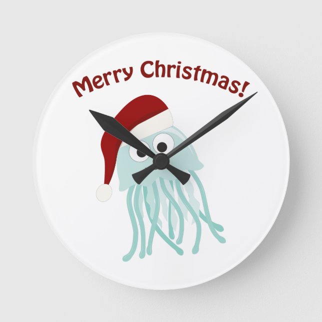 God Jul! Jellyfish Rund Klocka (Framsida)