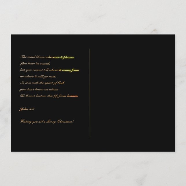 God jul John 3:8 Bible Verse Postcard Program (Baksida)