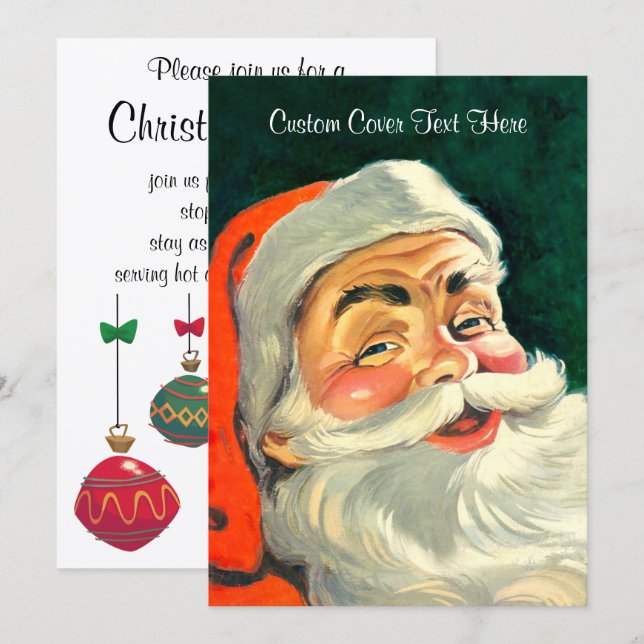 God jul, Jolly Retro 50's Jultomten Inbjudningar (Fram/baksida)