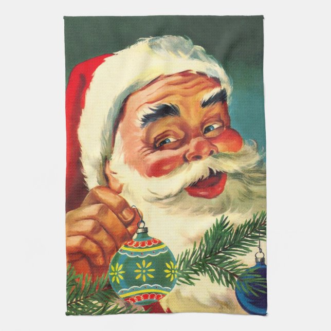 God jul, Jolly Retro 50's Jultomten Kökshandduk (Vertikal)