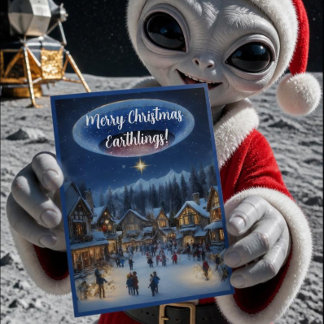 God jul jordbor fun alien julkort helgkort