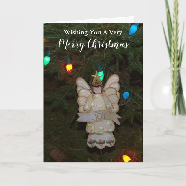 God jul Joy Angel Träd Ljus Helgkort (Framsida)