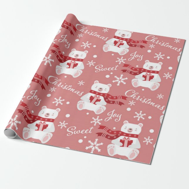 God jul Joy Bear Presentpapper (Utrullad)