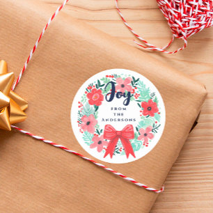 God jul Joy Bow WandeBlue Helgdag Runt Klistermärke