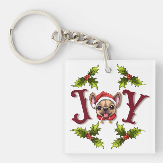 God jul Joy Cute Fransk Bulldog holly (Framsidan)