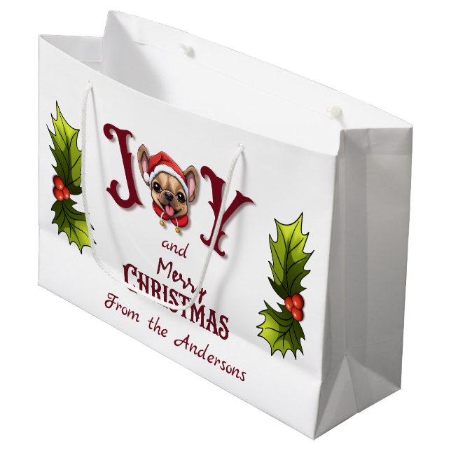 God jul Joy Cute Fransk Bulldog holly (Framsidan Vinklad)