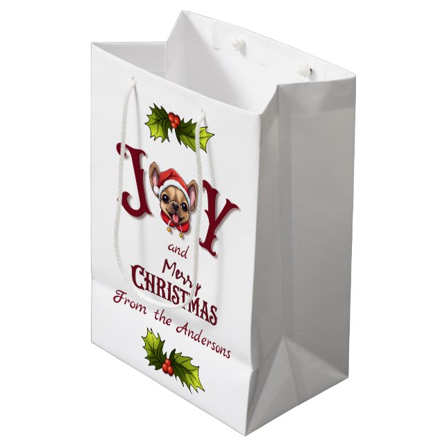 God jul Joy Cute Fransk Bulldog holly (Framsidan Vinklad)