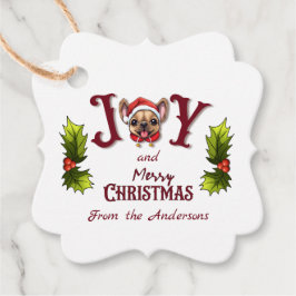 God jul Joy Cute Fransk Bulldog holly Gåvor Etiketter