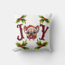 God jul Joy Cute Fransk Bulldog holly Kudde