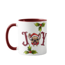 God jul Joy Cute Fransk Bulldog holly